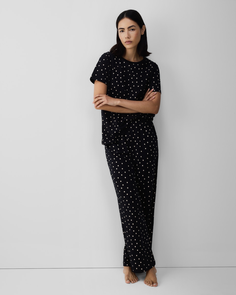 image 1 of F&F 2-Piece Pure Cotton Polka Dot Pyjama Set in Multi Black