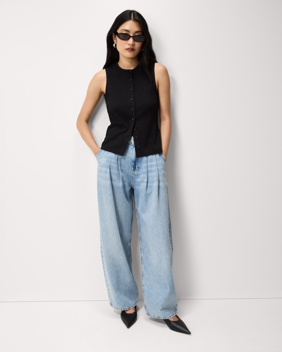 image 1 of F&F High Rise Relaxed Fit Jeans in Blue