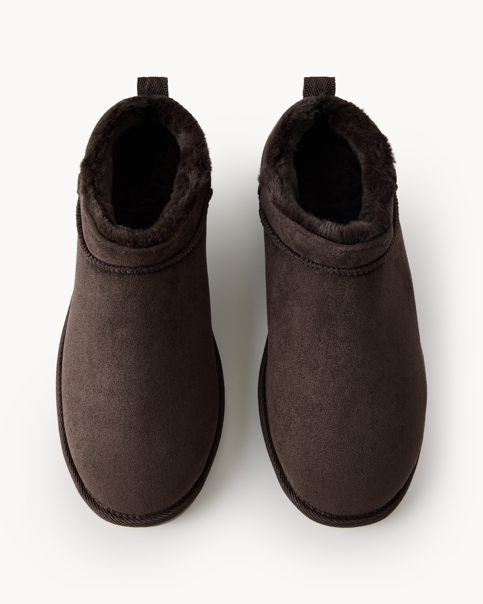 image 1 of F&F Faux Suede Slipper Boots in Brown