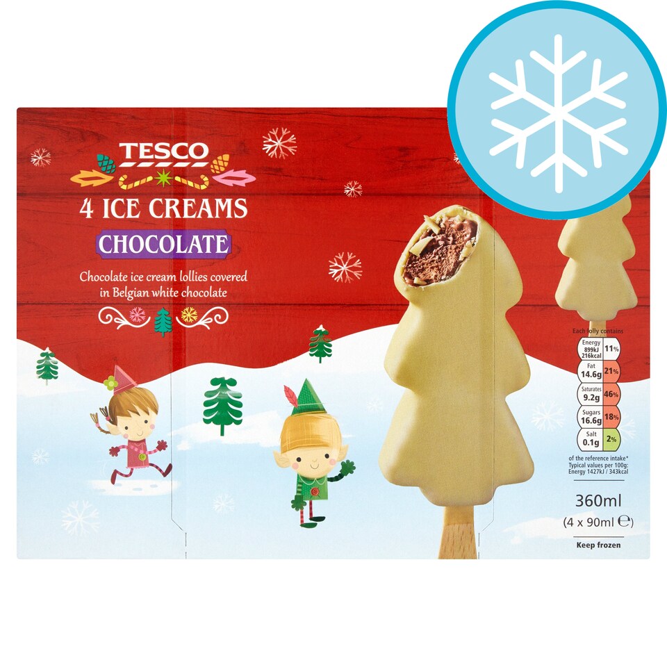 T. Xmas Tree 4 Belgian Wht Choc Ice Creams 360ml