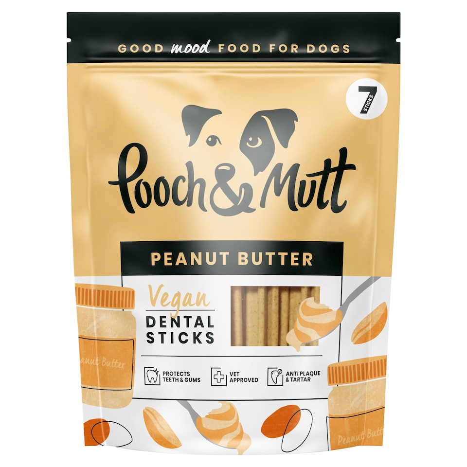 Pooch & Mutt Vegan Dental Sticks - Peanut Butter 7 Pack 251g