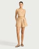 image 2 of The F&F Edit Cotton Rich Embroidered Belted Co-ord Shorts in Camel