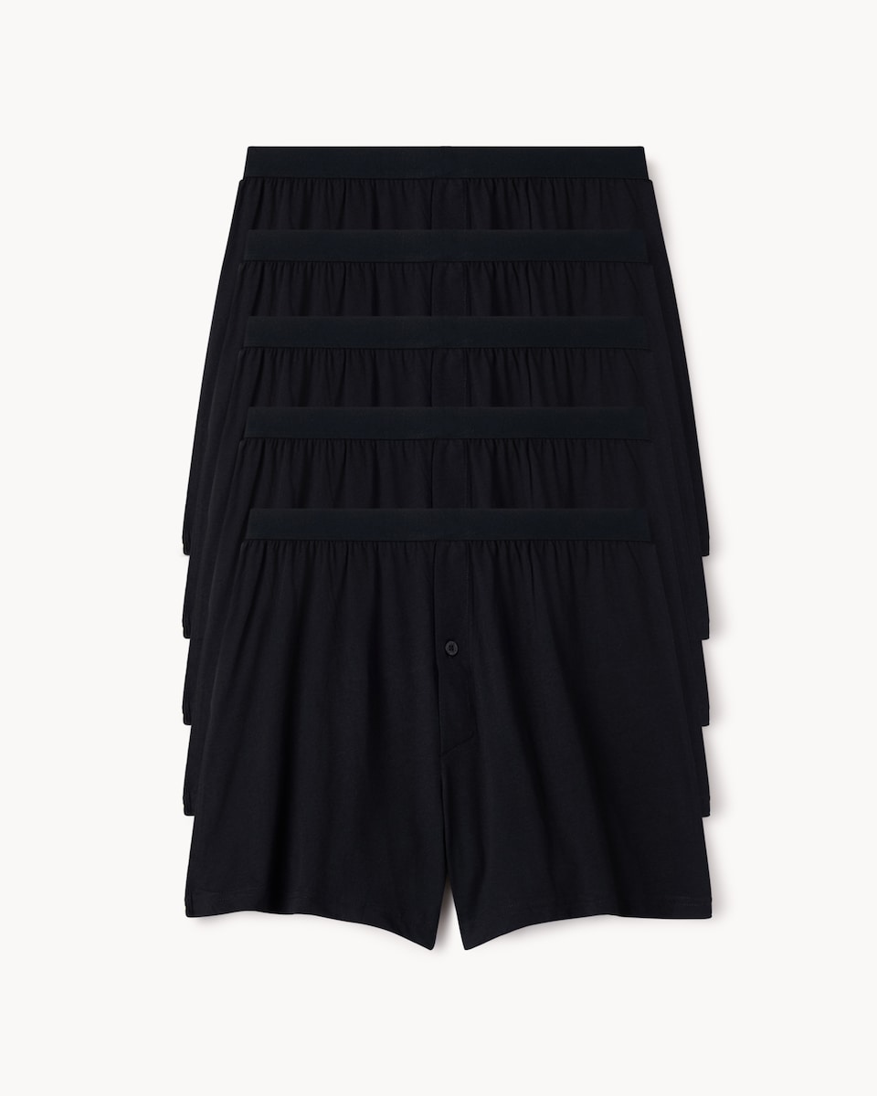 image 1 of F&F 5-Pack Pure Cotton Jersey Boxers in Black