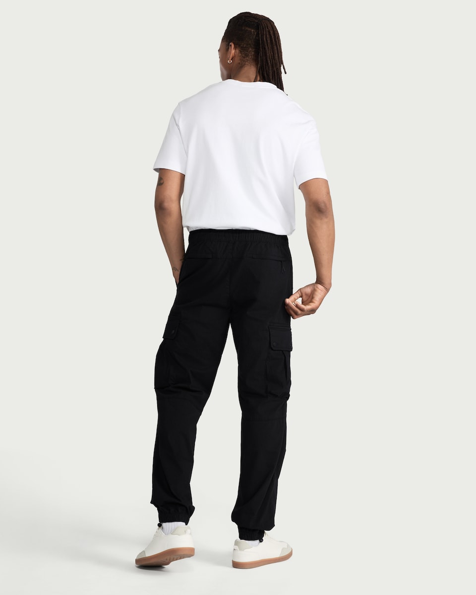 image 1 of F&F Cotton Rich Cargo Trousers in Black