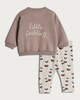image 2 of F&F Baby 2-Piece Little Pudding Sweatshirt and Leggings Set in Stone