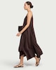 image 1 of F&F V Neck Hanky Hem Dress in Brown
