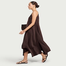F&F V Neck Hanky Hem Dress in Brown