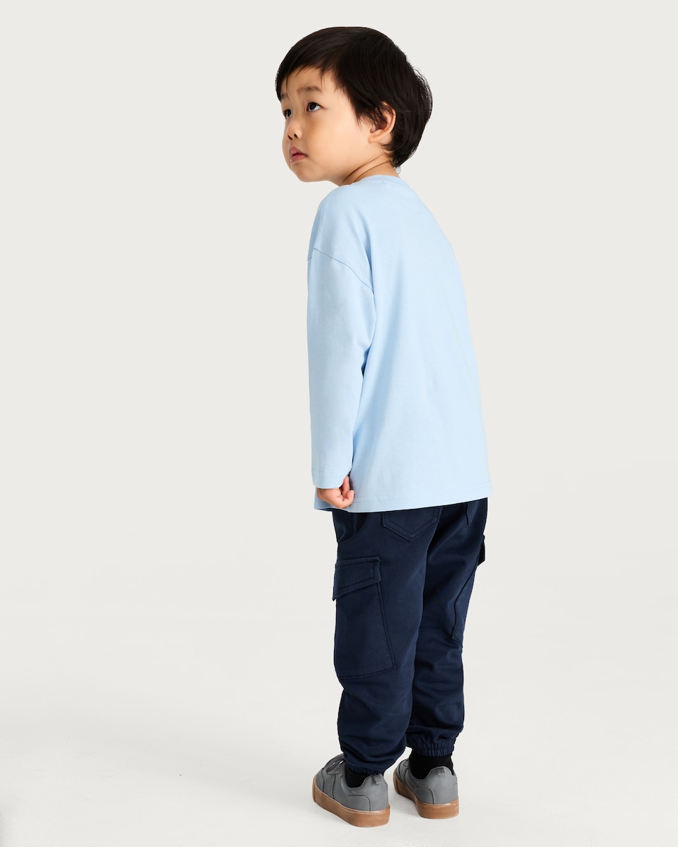 image 1 of Bluey Pure Cotton Hooray Slogan Long Sleeved Top in Blue