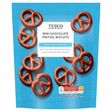 Tesco Mini Sweet & Salty Chocolate Pretzels Biscuit 90g Pouch