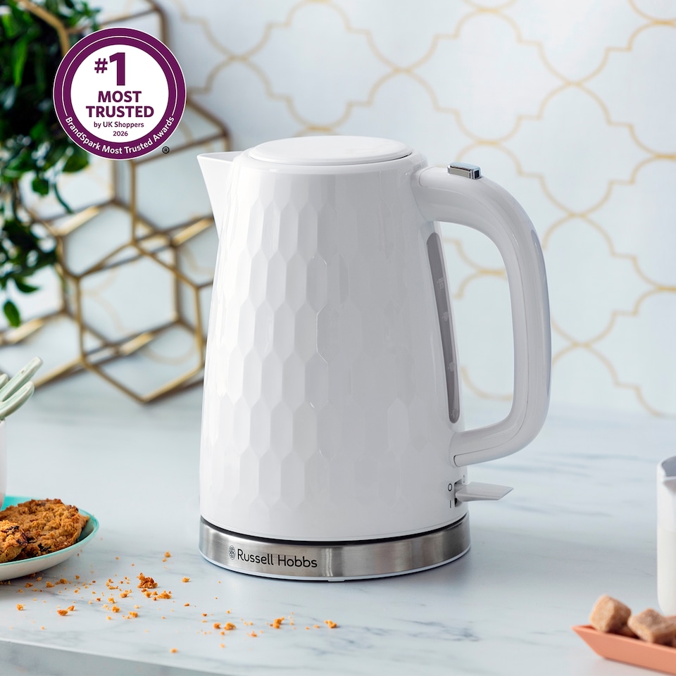 image 1 of Russell Hobbs Honeycomb Kettle - White
