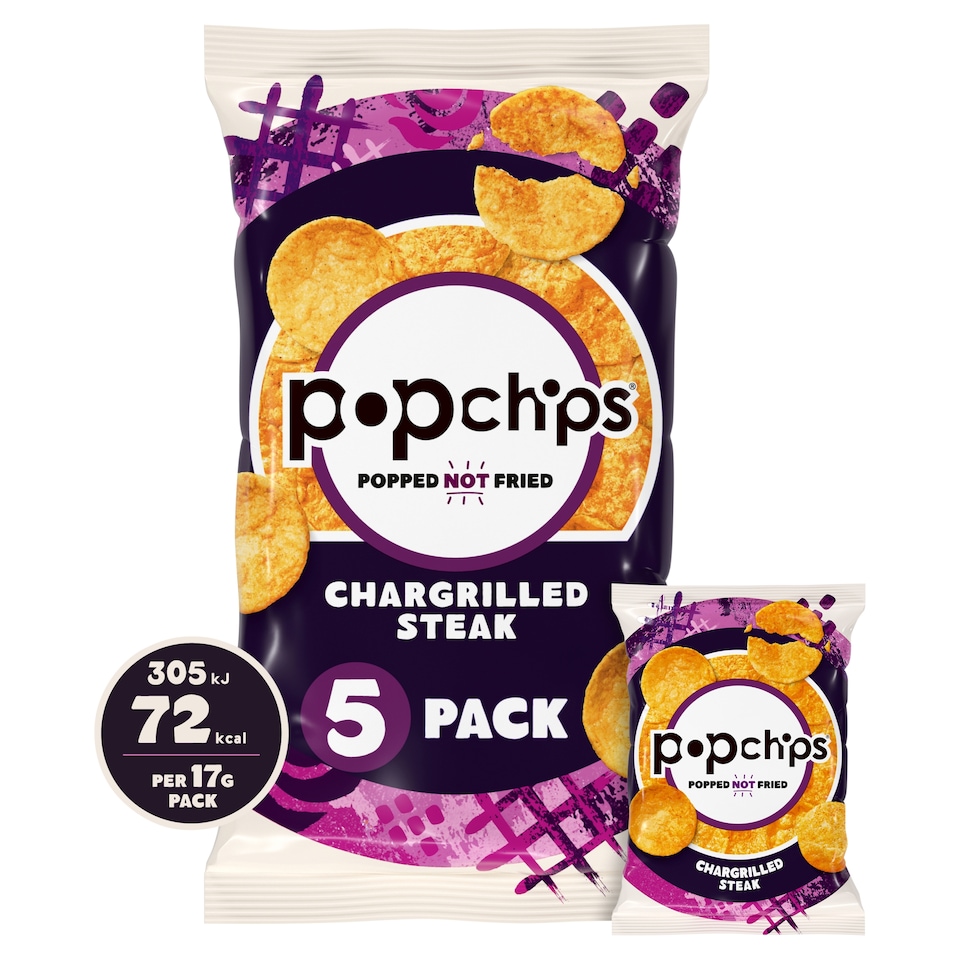 image 1 of Popchips Chargrilled Steak Multipack Crisps 5x17g