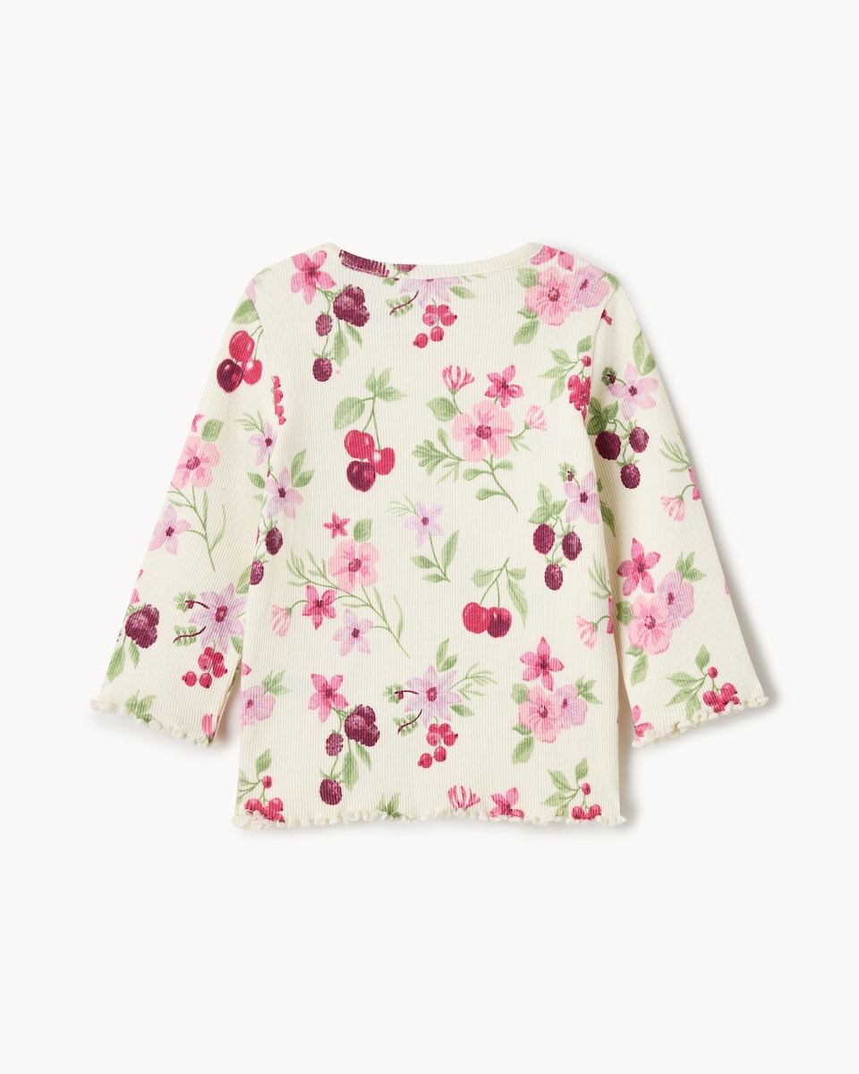 image 1 of F&F Baby 3-Pack Cotton Rich Printed Long Sleeved Tops in Pink