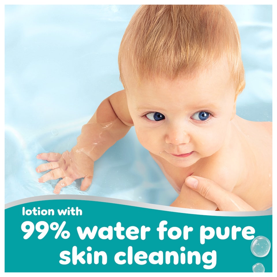 image 1 of Pampers 99% Water Baby Wipes 9x 60 Wipes