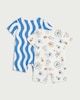image 2 of F&F Baby 2-Pack Cotton Rich Printed Short Sleeved Rompers in White