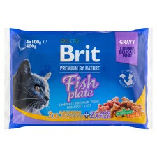 Brit Premium by Nature Fish Plate kompletní prémiové mokré krmivo pro dospělé kočky 4 x 100g (400g)