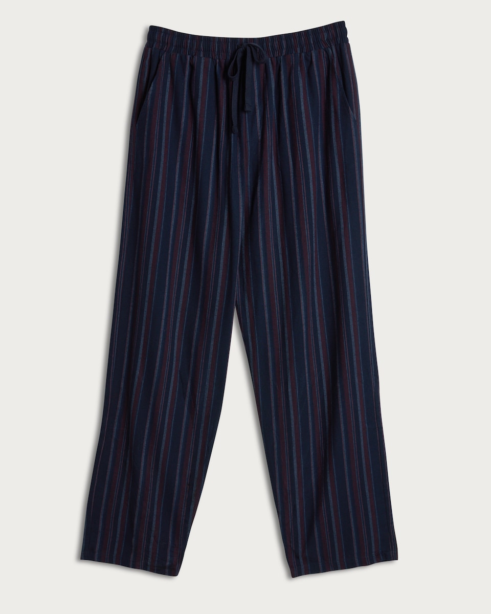F&F Pure Cotton Stripe Print Pyjama Bottoms in Burgundy
