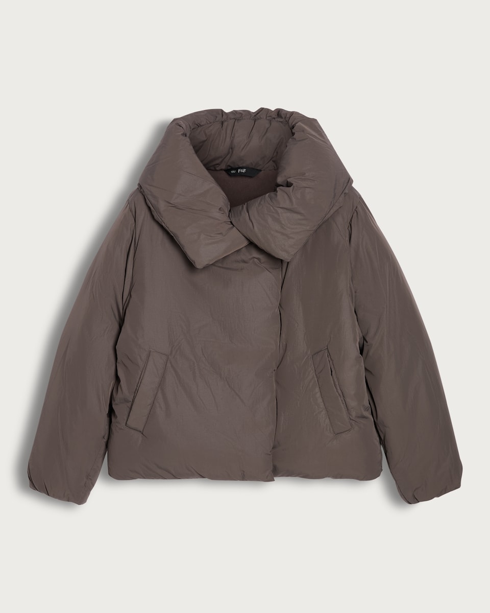 F&F Padded Collared Oversized Fleece Lined Coat in Grey
