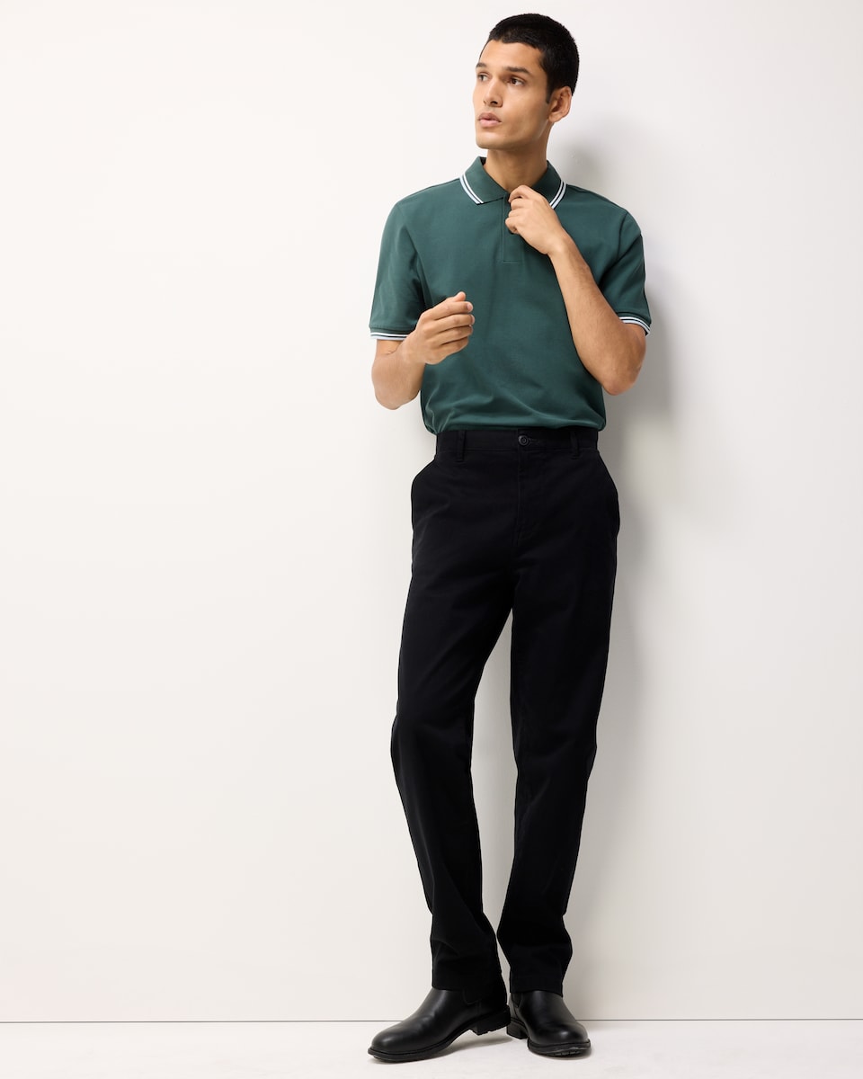 image 1 of F&F Cotton Rich Tipped Short Sleeved Polo Shirt in Green