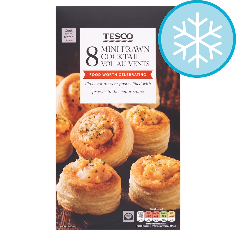 Tesco 8 Mini Prawn Cocktail Vol-Au-Vents 168G