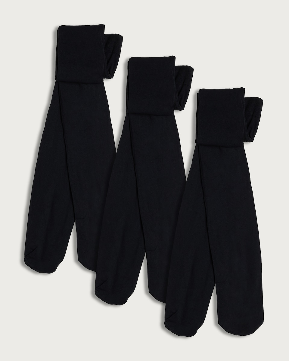 F&F 3-Pack 40 Denier Opaque Tights in Black