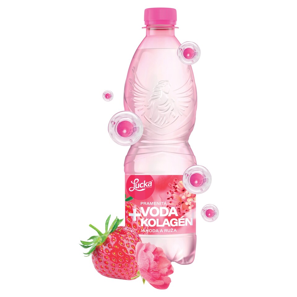Lucka Tvoj vodný anjel Spring Water + Collagen Strawberry and Rose 0.5 L