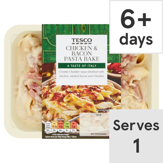 Tesco Chicken & Bacon Pasta Bake 450G Tesco Groceries