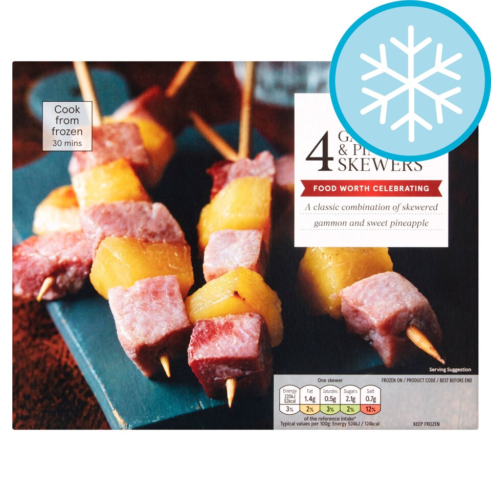 Tesco 4 Gammon Pineapple Skewers 200g