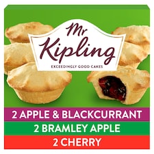 Mr Kipling Bramley Apple & Blackcurrant, Bramley Apple and Cherry Pies 6 Pack