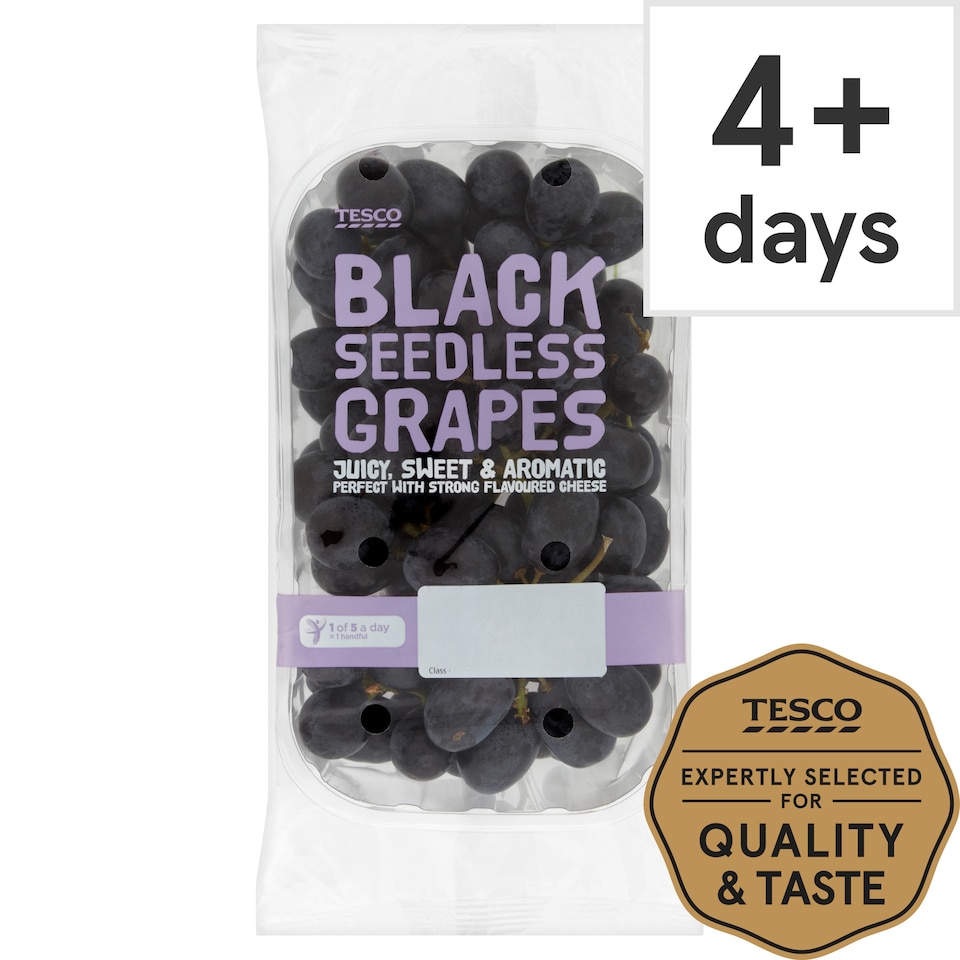 Tesco Black Seedless Grapes 500G