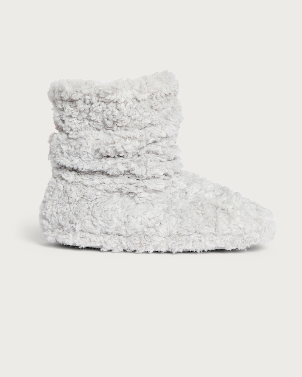 image 1 of F&F Borg Textured Boot Slippers in Grey