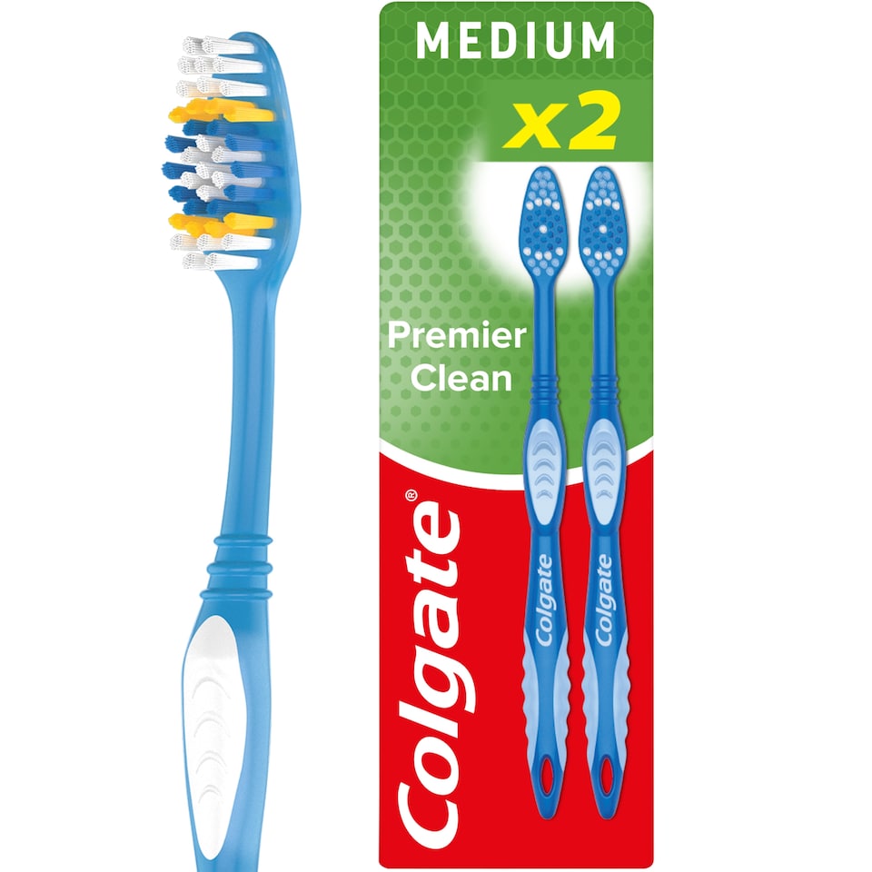 image 1 of Colgate Premier Clean Medium Toothbrush 2 Pack