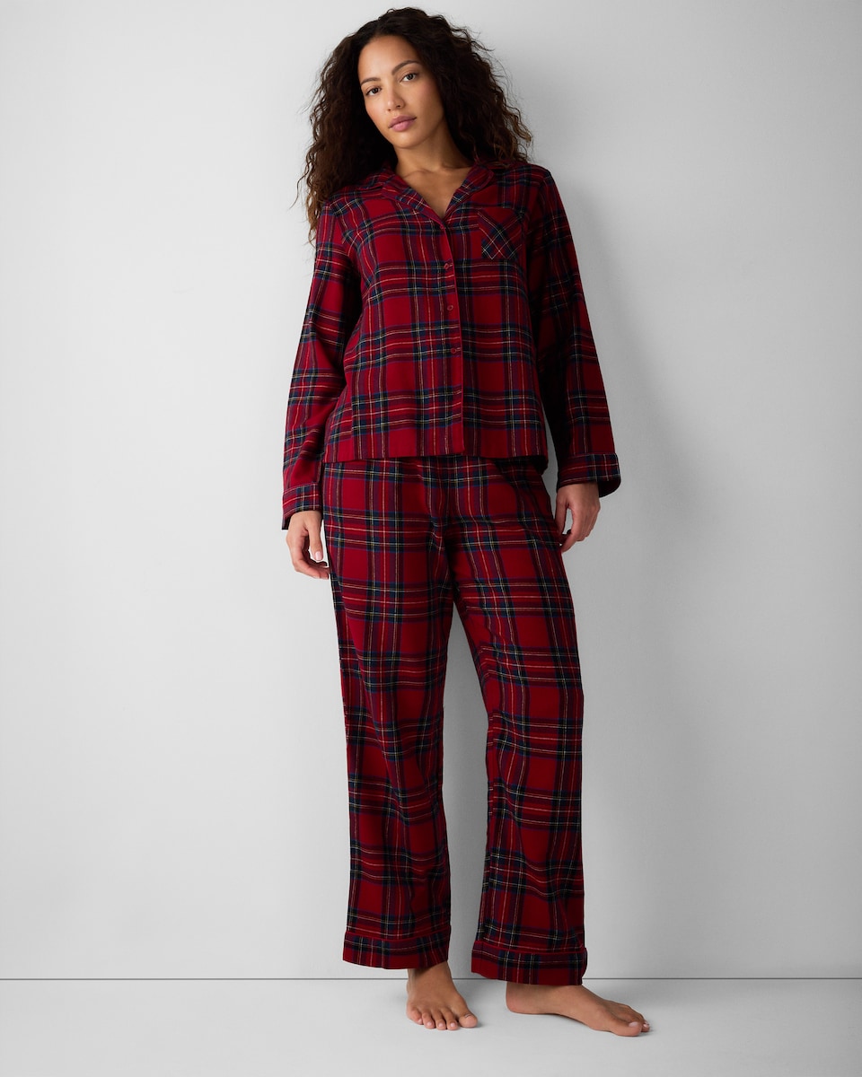 image 1 of Christmas Cotton Rich Checked Revere Matching Family Pyjama Set in Multi Red