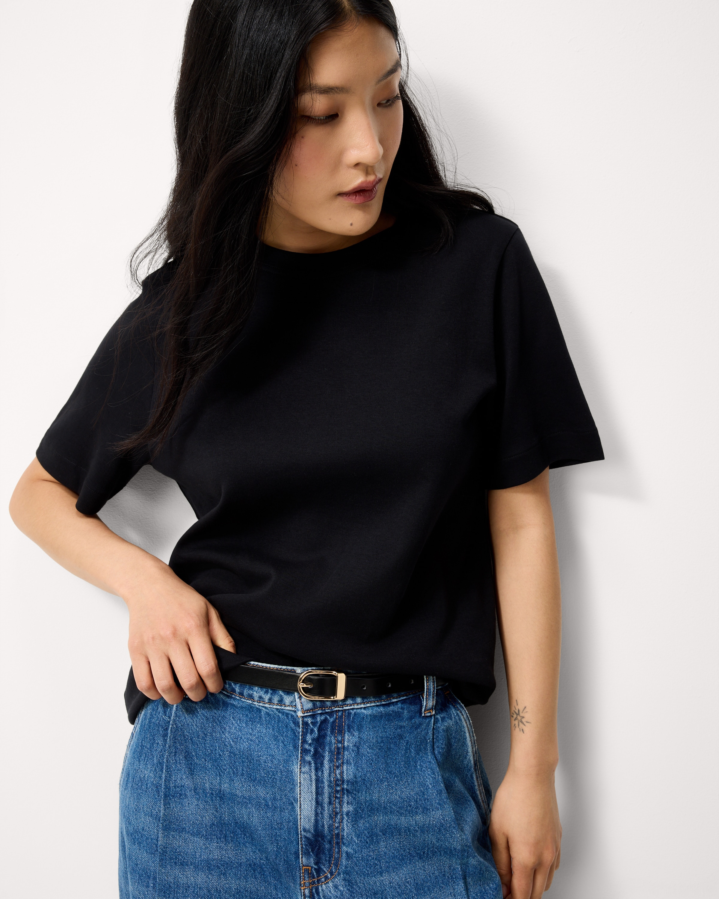 F&F Pure Cotton Crew Neck T-Shirt in Black