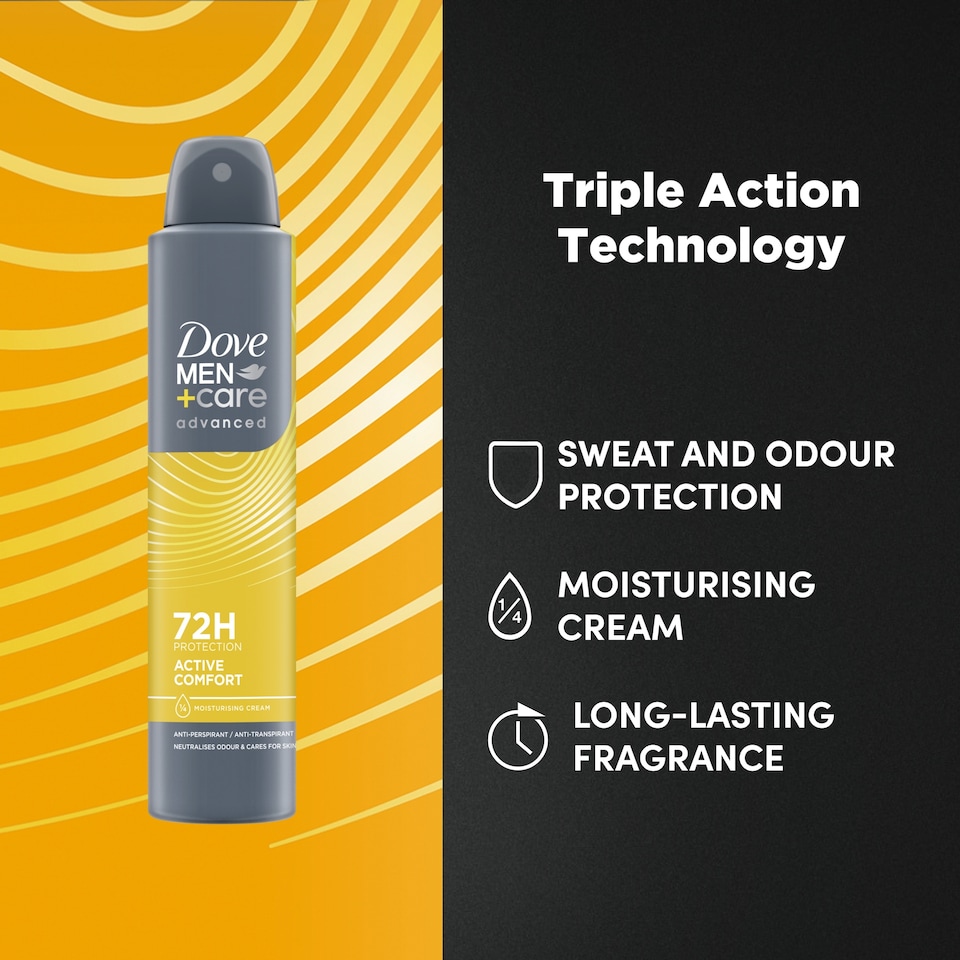 image 1 of Dove Men+Care Active Comfort 72h Antiperspirant Deodorant 200ml
