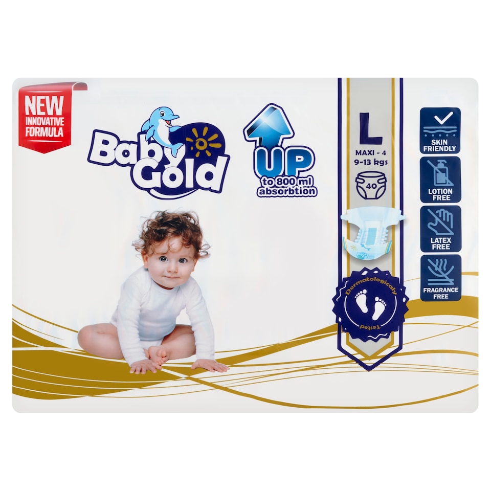 Baby Gold uniszex csecsemőpelenka méret: 4, 9-13 kg 40 db
