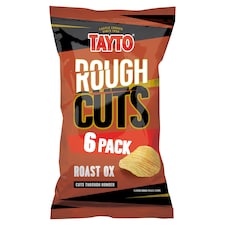 Tayto Rough Cuts Roast Ox Flavour Ridged Potato Crisps 6 x 25g
