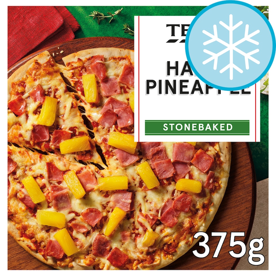  Tesco Stonebaked Ham & Pineapple Pizza 375g