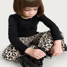 F&F Girls Pure Cotton Leopard Print Wide Leg Jeans in Multi Brown