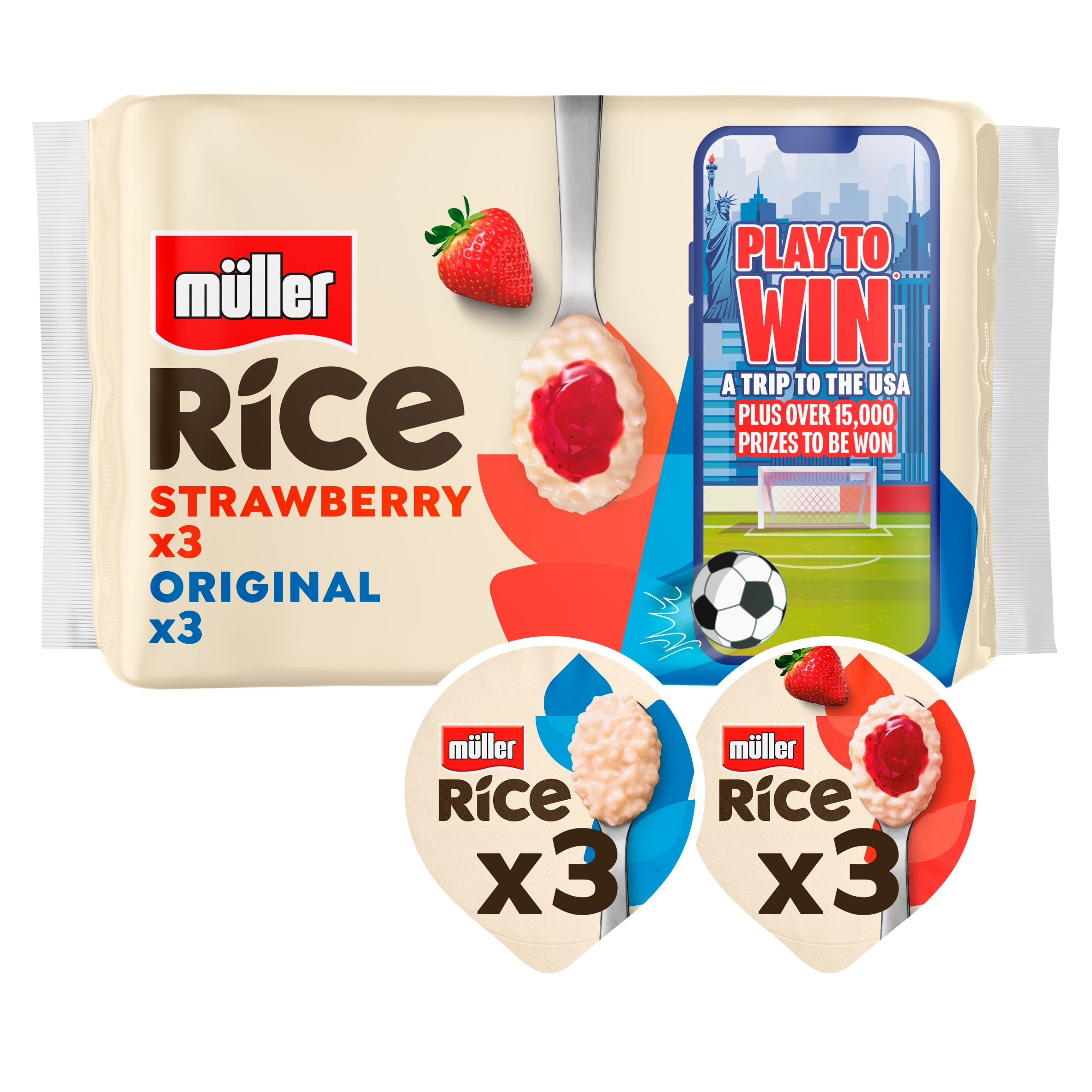 Muller Rice Low Fat Dessert - Original & Strawberry 6 x 170g