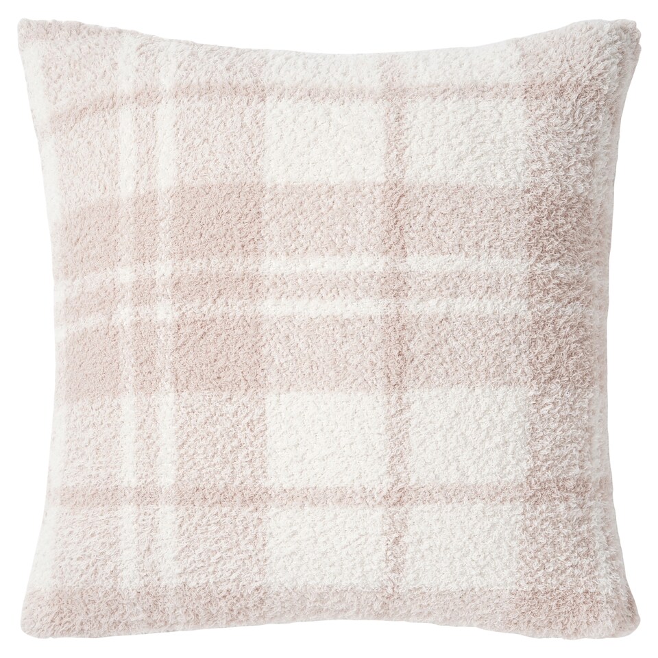 F&F Home Natural Checked Teddy Cushion
