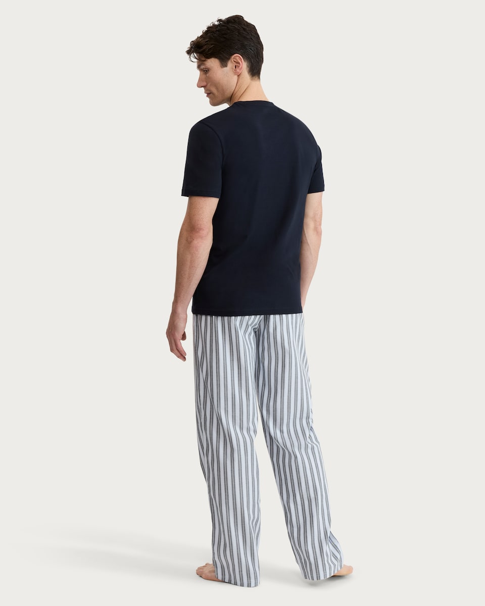 image 1 of F&F Pure Cotton Stripe Pyjama Set in Blue