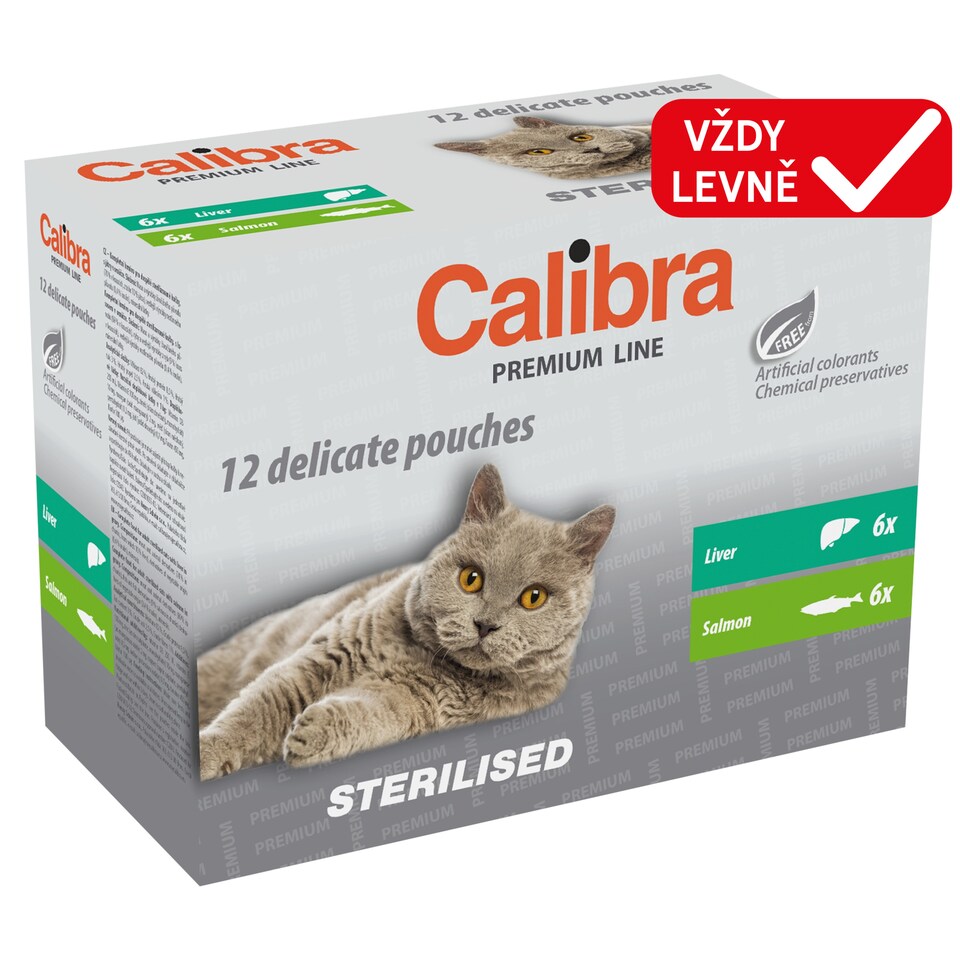Calibra Premium Line kompletní krmivo pro dospělé sterilizované kočky 12 x 100g