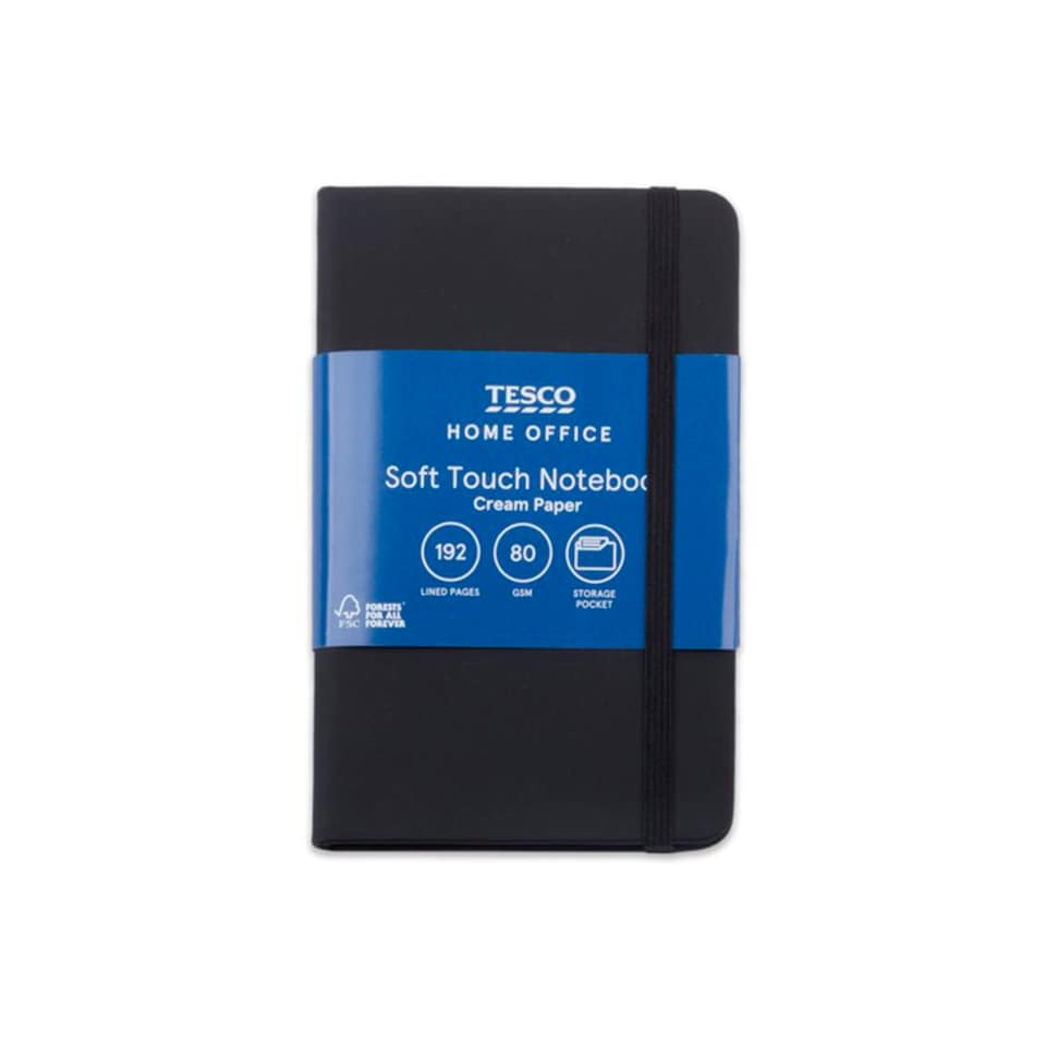 Tesco Soft Cover A6 Notebook Black 192 Pages