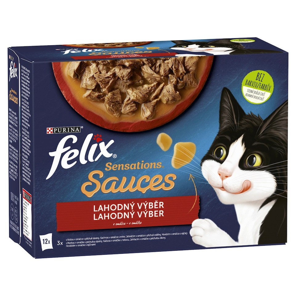 Felix Sensations Sauces kapsičky pro kočky hovězí, jehněčí, krůta, kachna v omáčce 12 x 85g