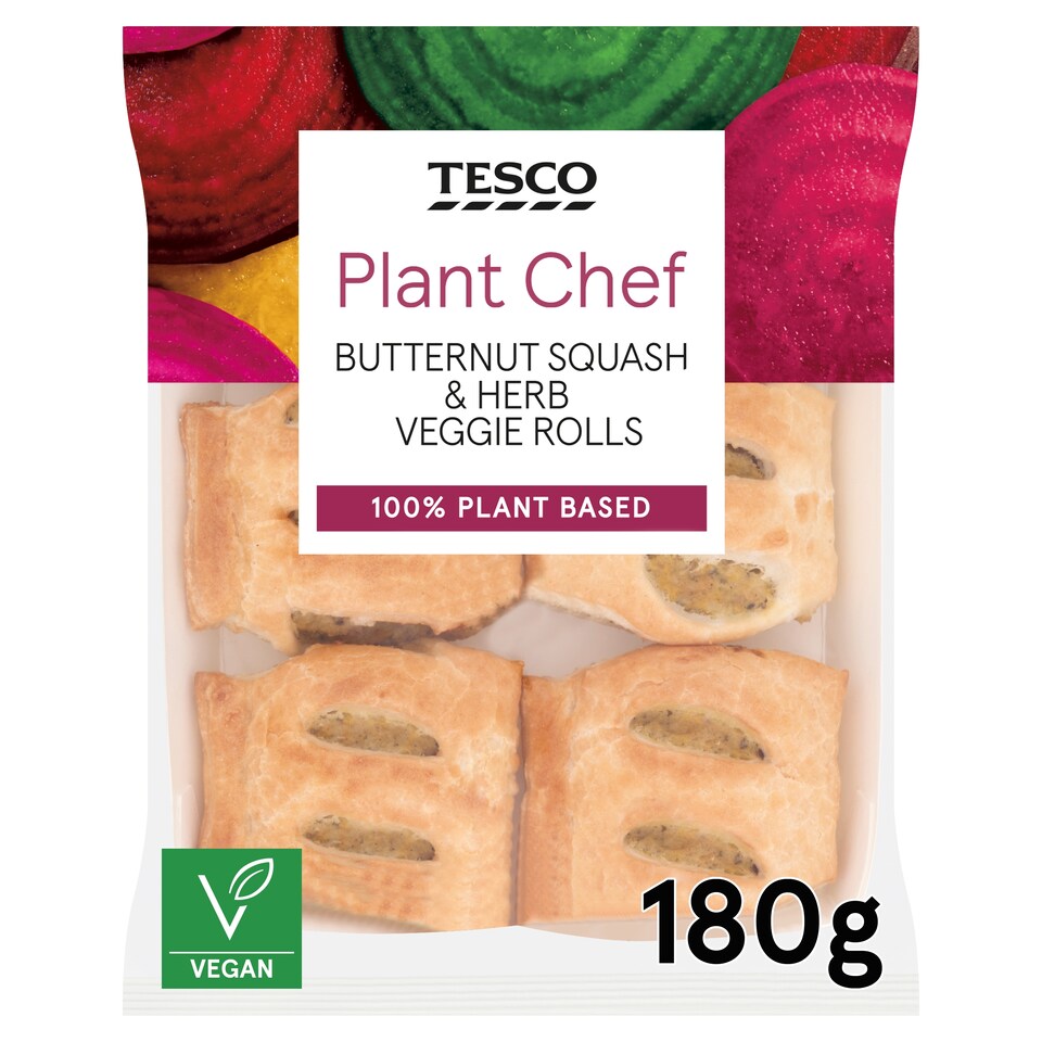 Tesco Plant Chef Butternut Squash & Herb Veggie Rolls 180G