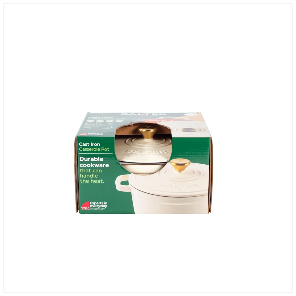 image 1 of Salter Cream Cast Iron Casserole Pot 24cm