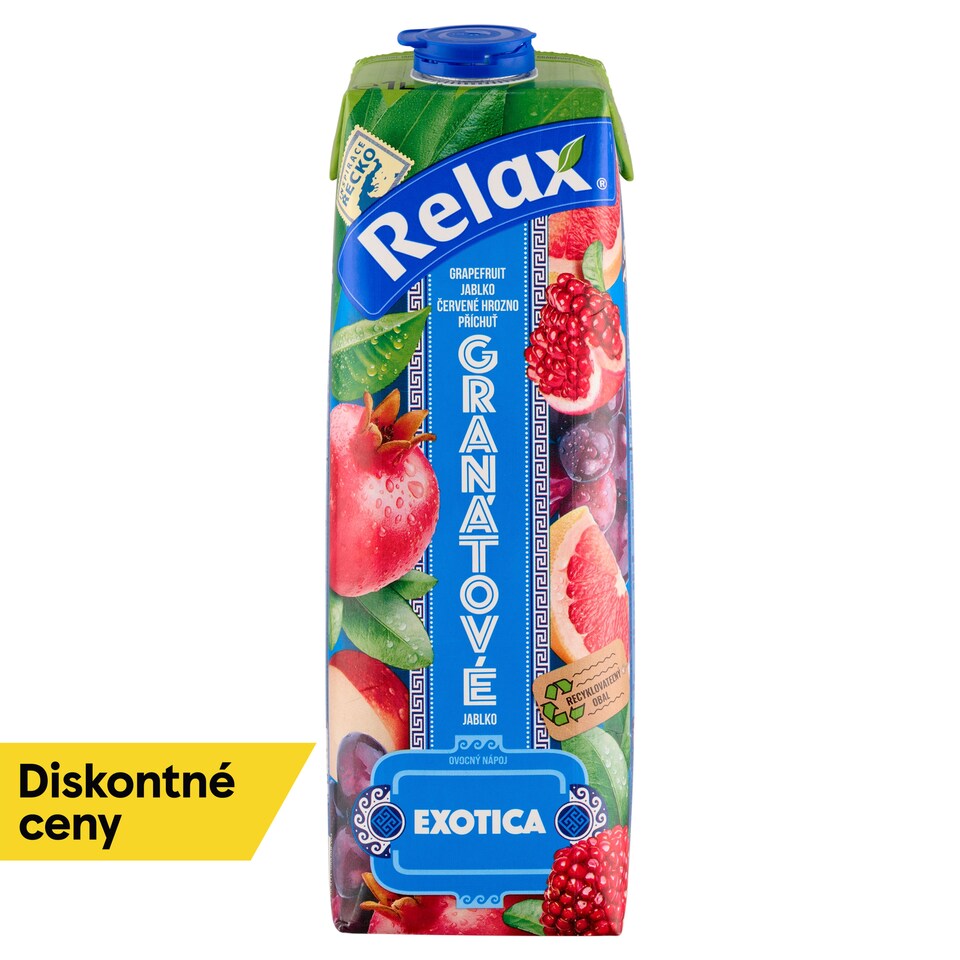 obrázok 1 z Relax Exotica ovocný nápoj grapefruit jablko červené hrozno príchuť granátové jablko 1 l