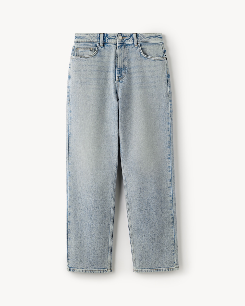 image 1 of F&F High Rise Straight Leg Jeans in Blue