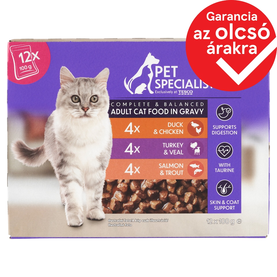 Pet Specialist teljes értékű állateledel felnőtt macskák számára falatok szószban 12 x 100 g