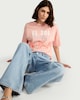 image 2 of F&F Pure Cotton Graphic Oversized T-Shirt in Coral